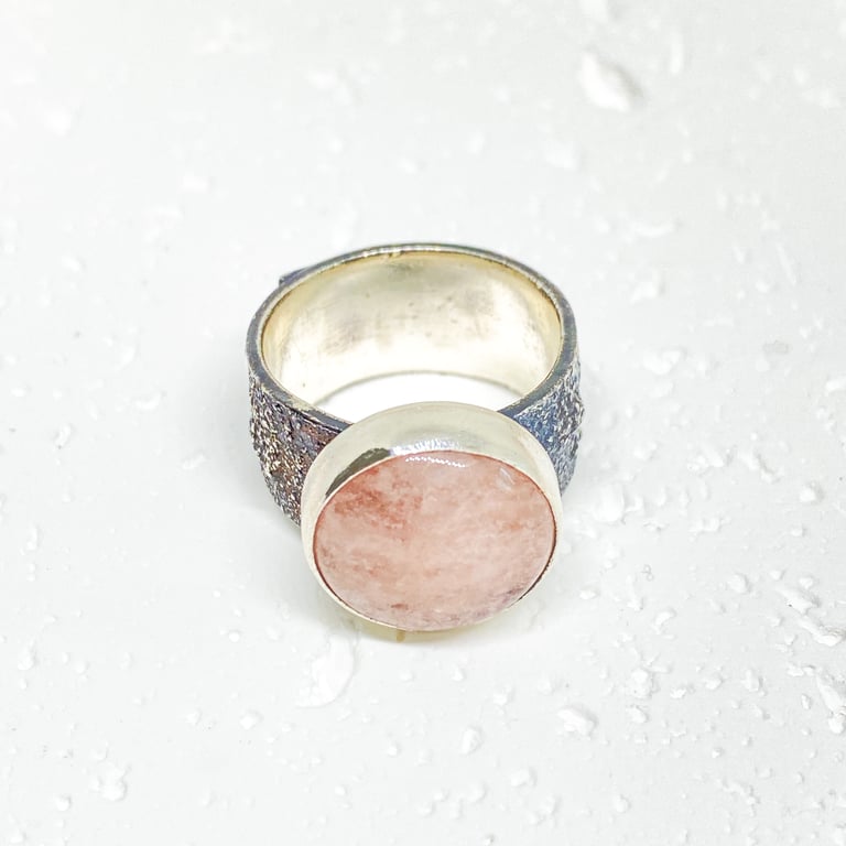 Sterling Silver Morganite Handmade Stardust Ring  