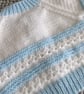 14" White & Blue Newborn Boys Round Neck Cardigan  - Image 4