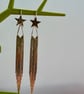 Star chain drop earrings disco statement beautiful retro - Image 1