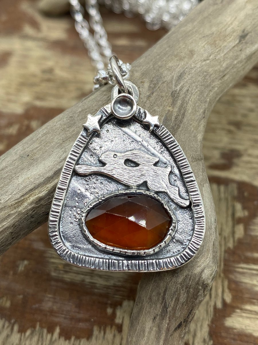 Hare Pendant with Garnet