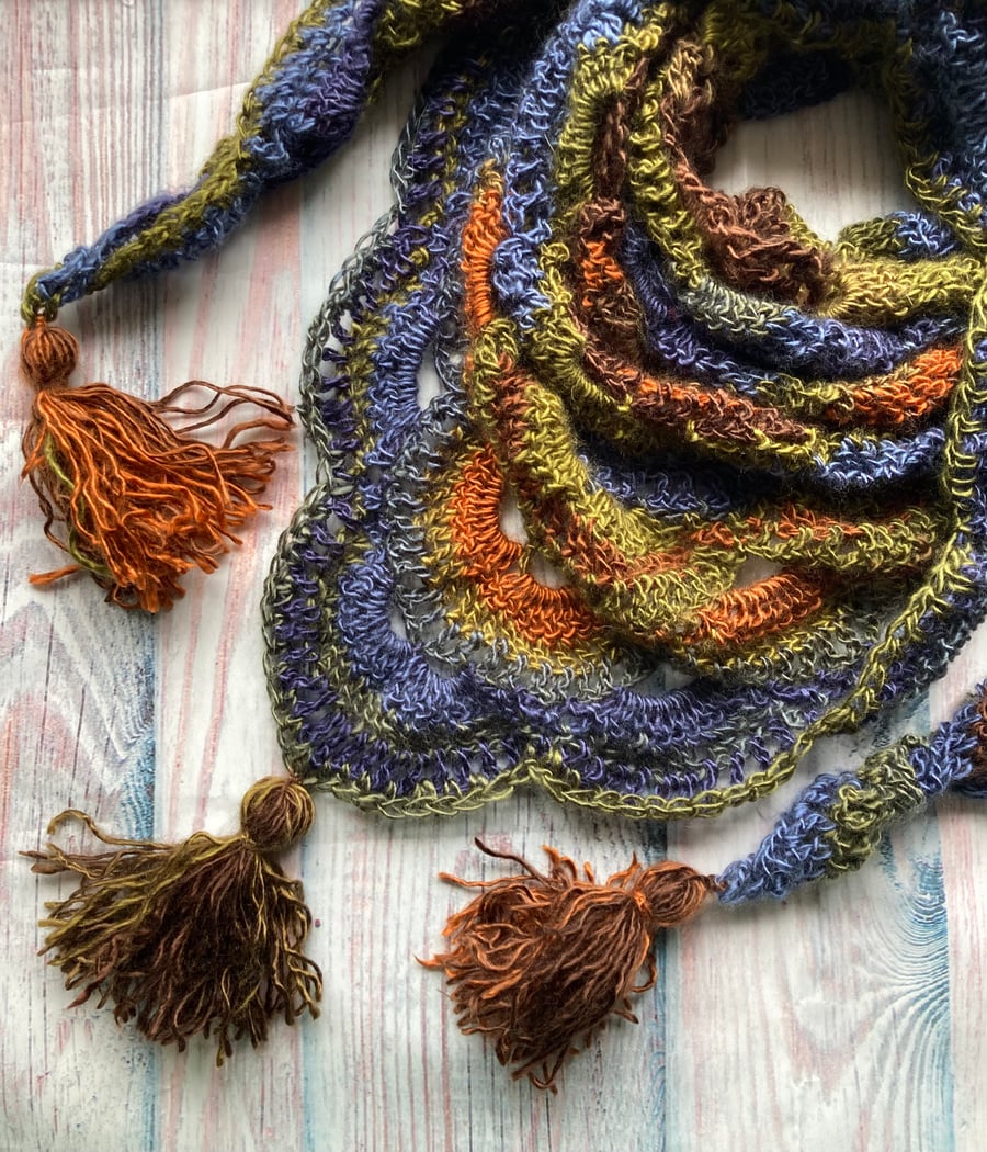 Crochet lace scarf shawl Autumn in New York 