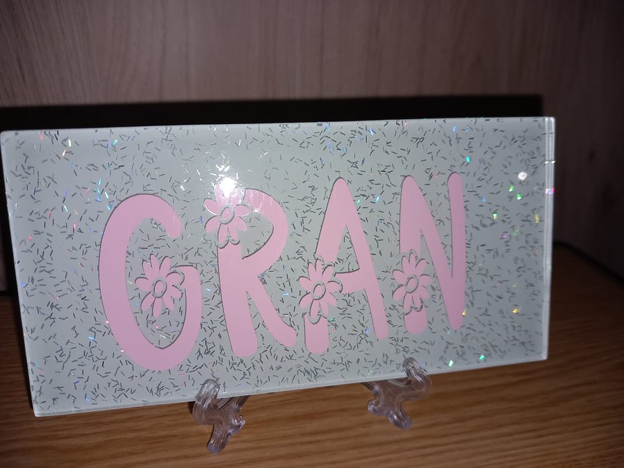 Gran Decorative Glitter Subway Tile on a Stand Christmas gift Mother's day