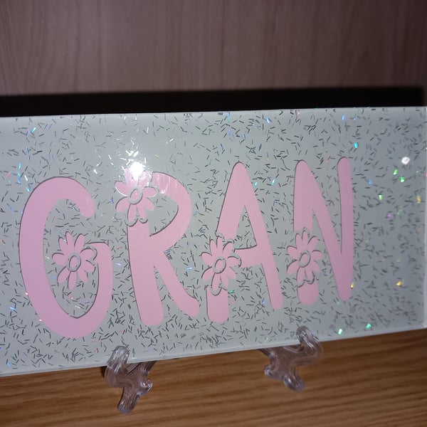 Gran Decorative Glitter Subway Tile on a Stand Christmas gift Mother's day