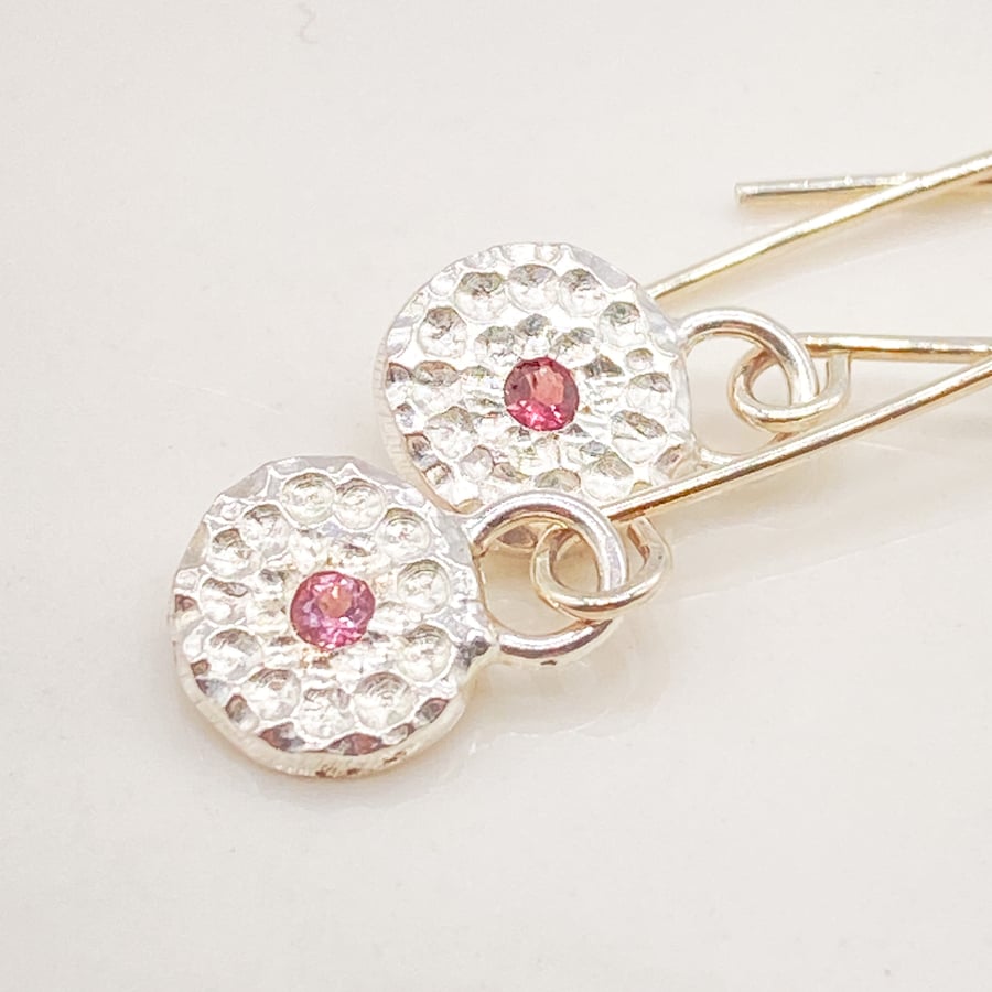 Sterling Silver Pink Tourmaline Earrings 