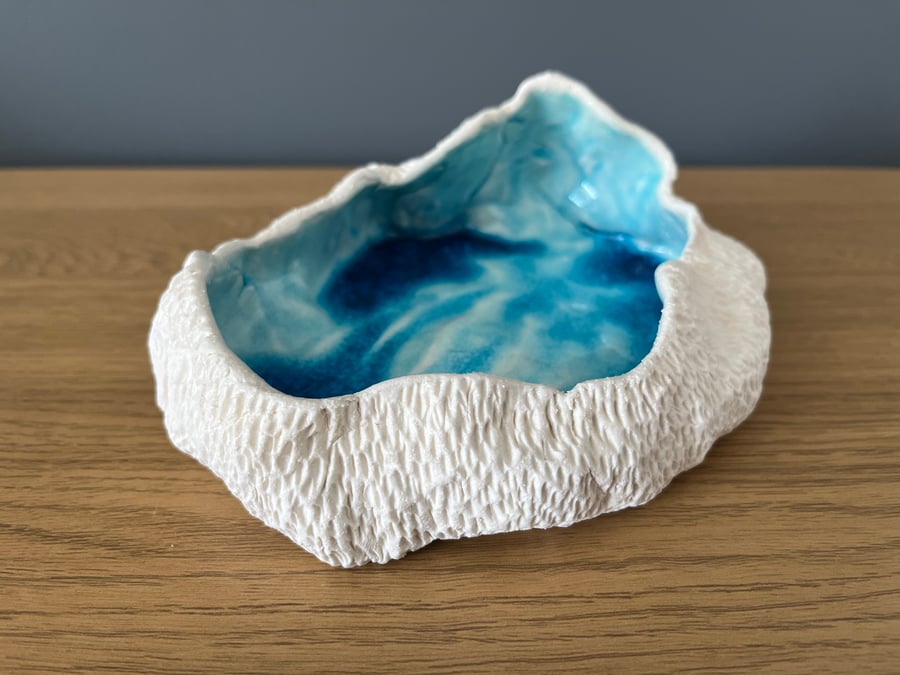 Sapphire Geode Sculpture with Crackle Glaze
