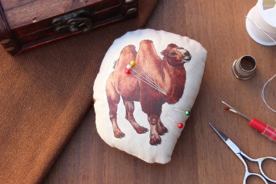 Bactrian Camel Welsh Tweed Magnetic Pin Cushion - Animal Plush Needle Minder