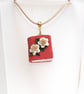 Polymer Clay Red Floral Book Pendant - Image 1