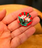 Hand-Painted Earrings – White Flowers on Red - Image 4