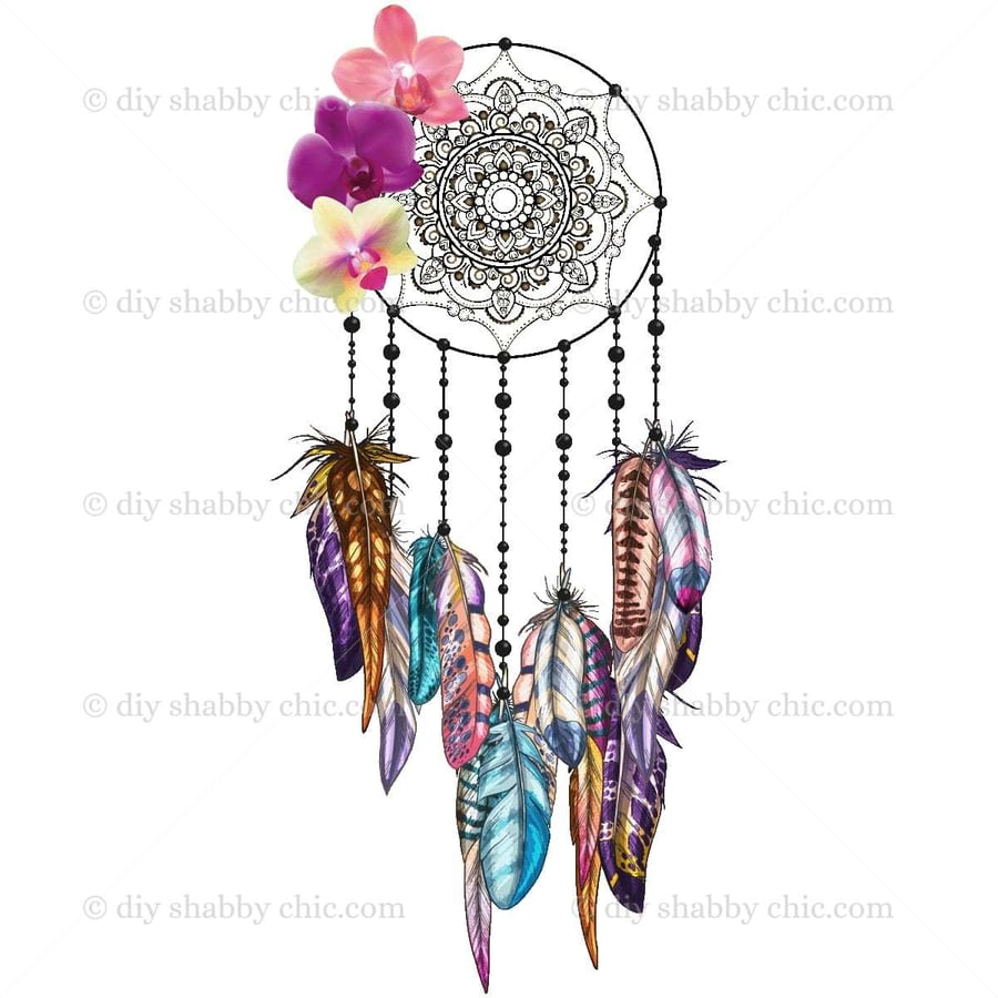 Waterslide Furniture Vintage Image Transfer DIY Shabby Chic Orchid Dream Catcher