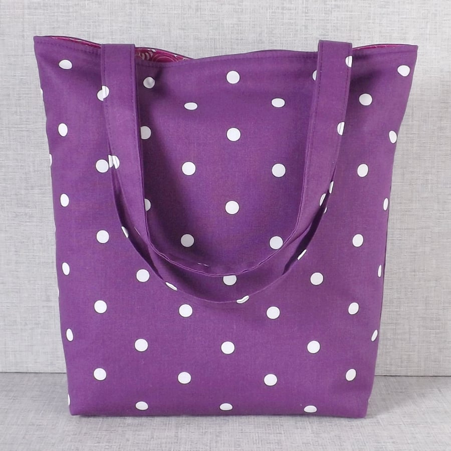 Tote bag, shopping bag, spotty bag Folksy