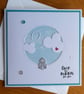 Neutral New Baby Card - Over the Moon for you - Rabbit With Clouds - Aqua - Image 10
