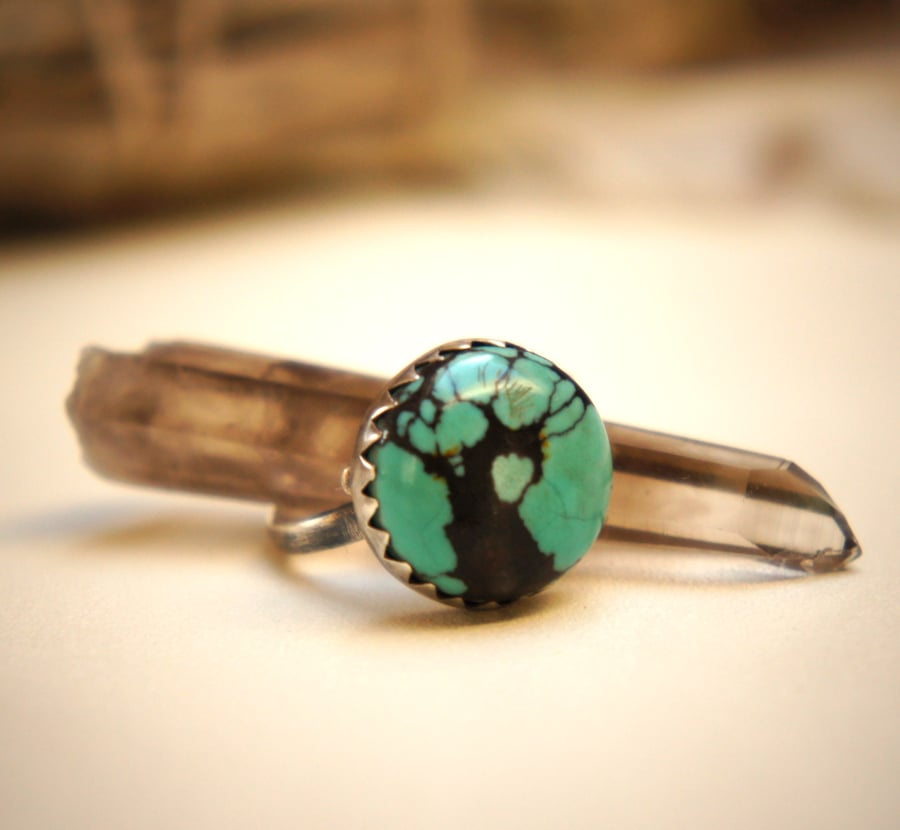 Native Spirit Round Turquoise and Sterling Silver Ring