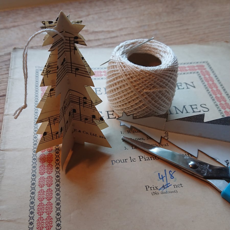 Christmas decorations - vintage sheet music Christmas trees - set of 3