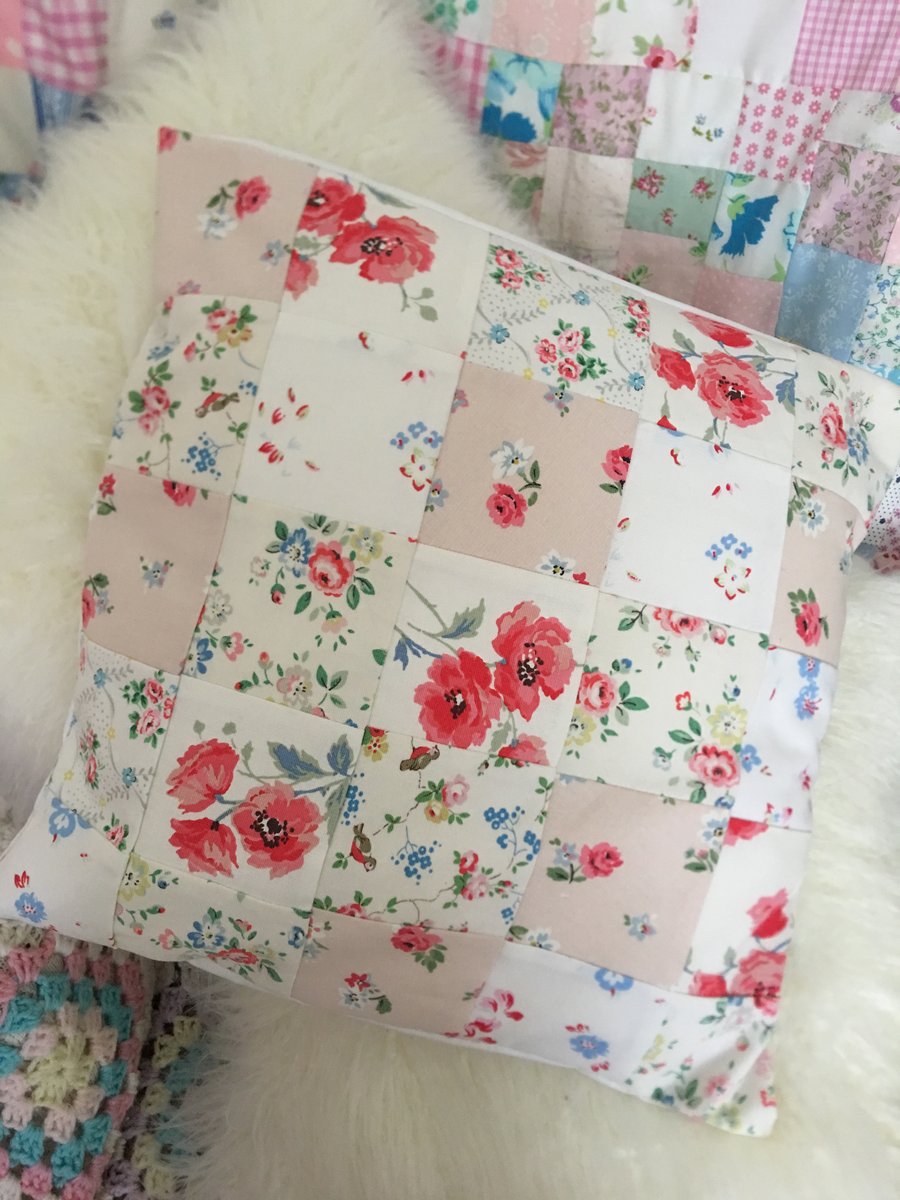 Patchwork cushion cover in Cath Kidston  cotton fabrics 