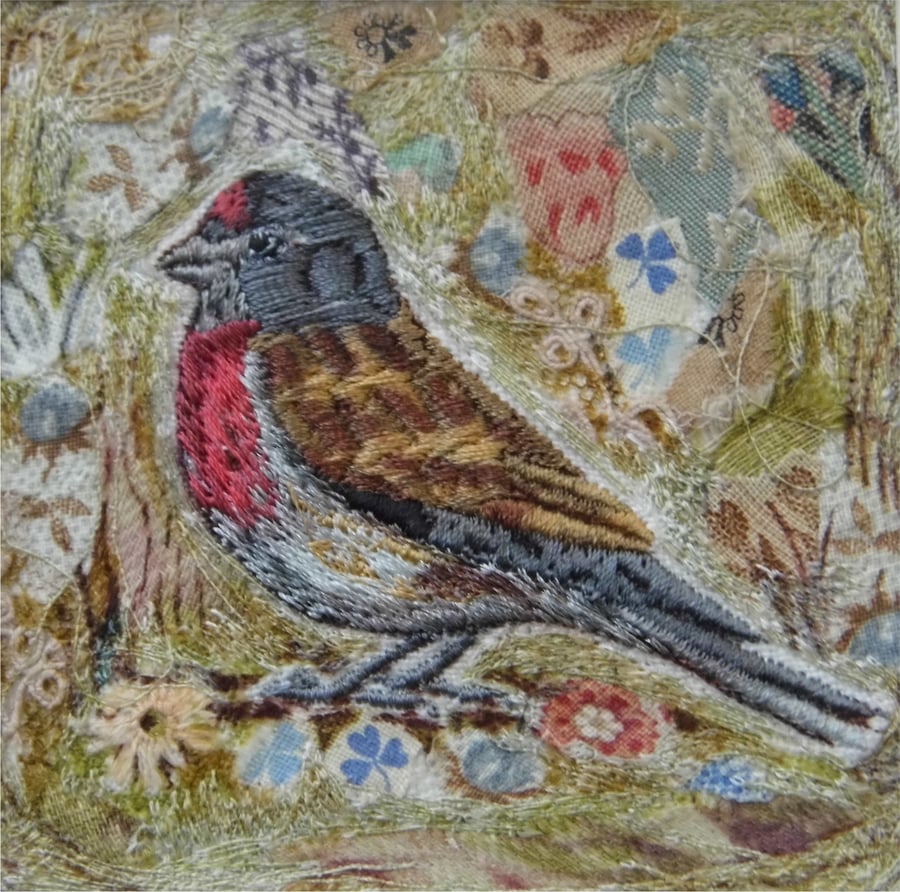 Linnet - Original Embroidery Collage