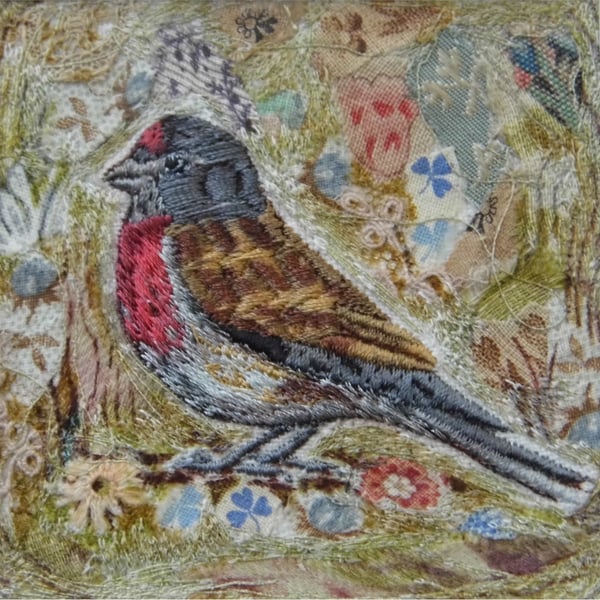 Linnet - Original Embroidery Collage