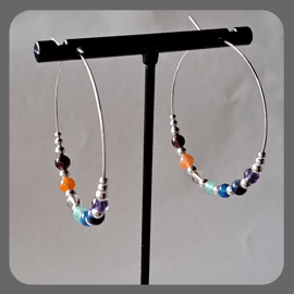 Chakra Sterling silver hoop earrings