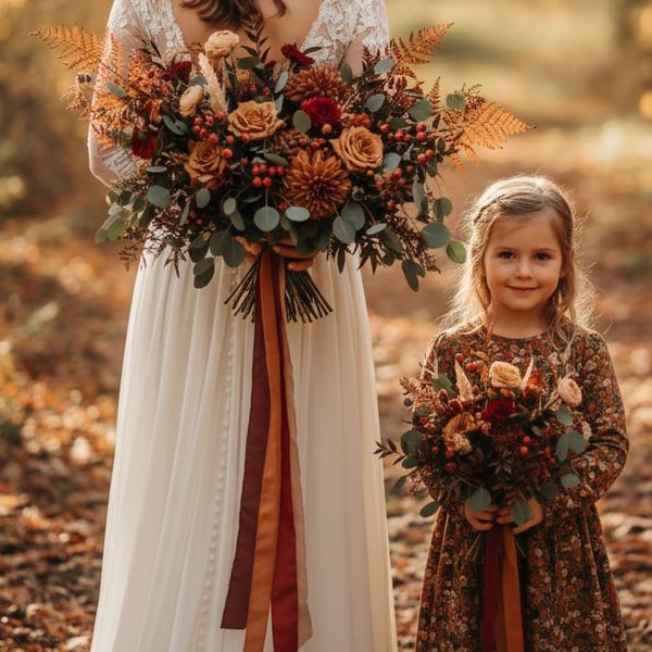 Hand Dyed Copper Habotai Silk Ribbon: Bridal Bouquet Ribbon, Stationery, Cake