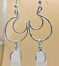 Sterling silver crescent moon dangle earrings with raw clear quartz points - Image 4