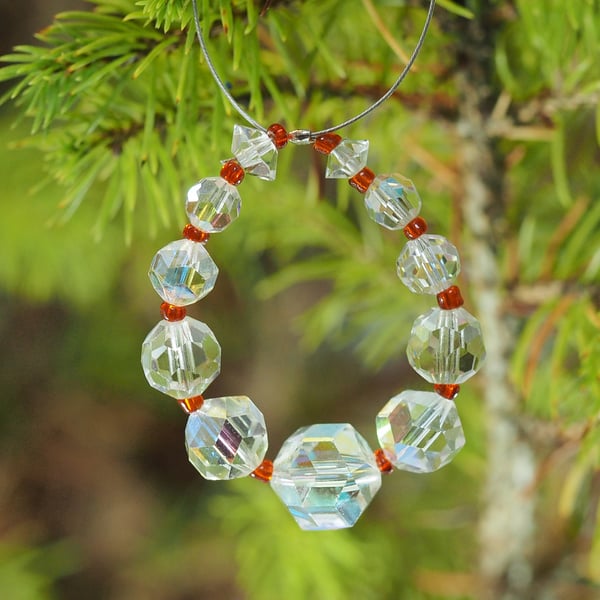 Upcycled Crystal Bead Circle Ornament
