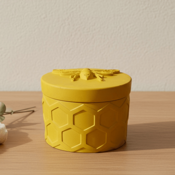 Yellow Bee Design Jewellery Box with Honeycomb Pattern