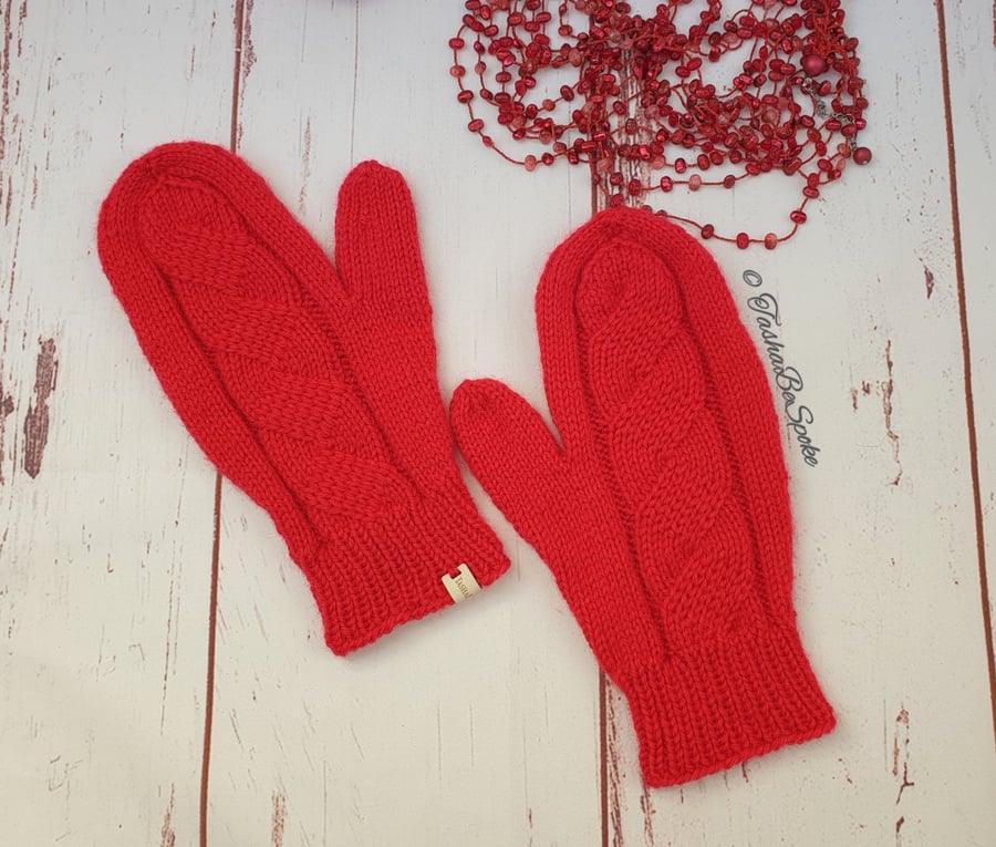 Hand knitted wool mittens, Women classic warm mittens, Gift for her