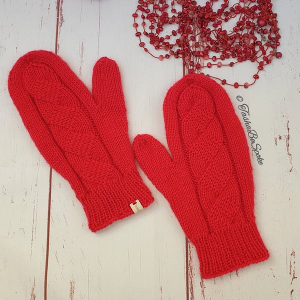 Hand knitted wool mittens, Women classic warm mittens, Gift for her