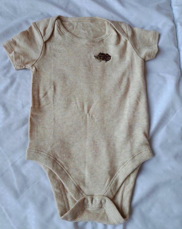 hedgehog, baby vest, age 9-12 months, hand embroidered