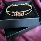 Gold Diamond Cut Crystal Bangle - XL - Gift Boxed