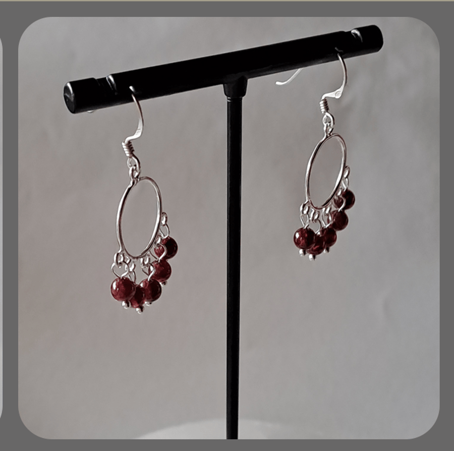 Beautiful Garnet and Sterling Silver Chandelier Earrings.