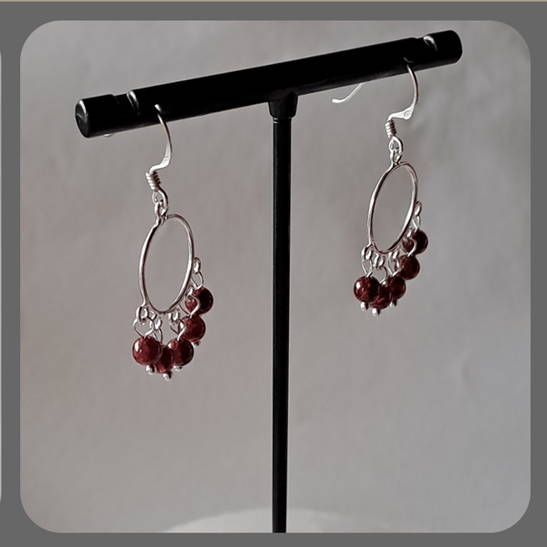 Beautiful Garnet and Sterling Silver Chandelier Earrings.