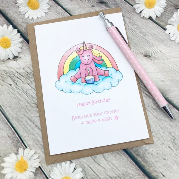 Make A Wish Unicorn Birthday Card