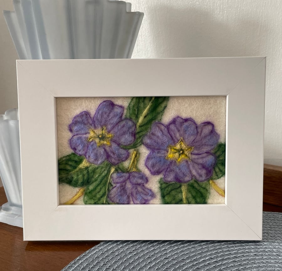 Hand Felted Primrose Textile Artwork 