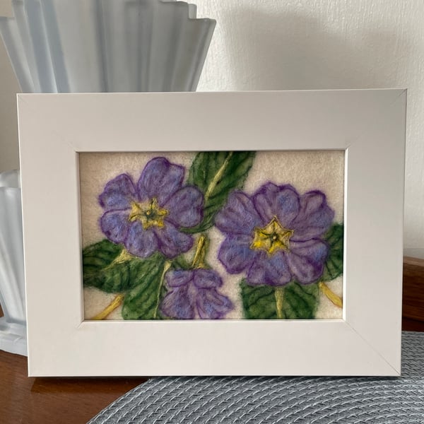 Hand Felted Primrose Textile Artwork 