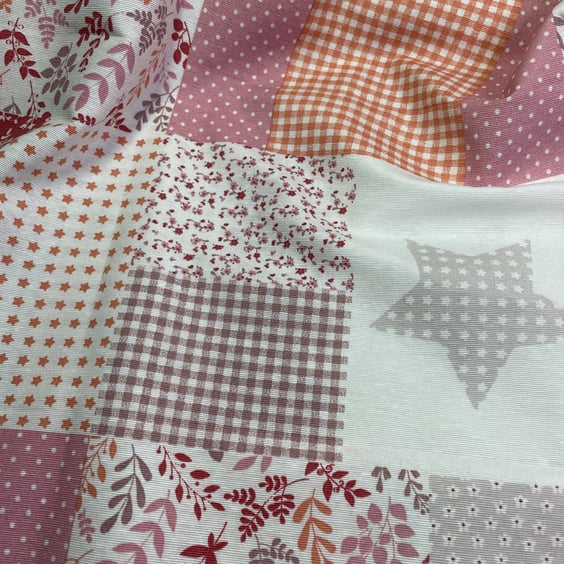 Fabric - cotton, pink patchwork design 