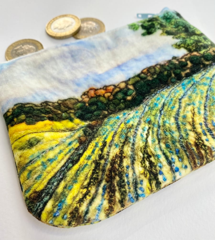 Velvet flax field coin purse, card holder, mobile phone bag, makeup bag. 