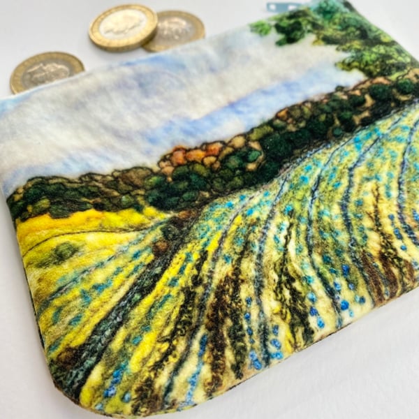 Velvet flax field coin purse, card holder, mobile phone bag, makeup bag. 