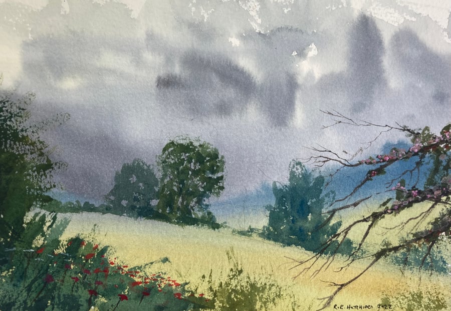 Boosbeck - Stormy skies (Pure Original Watercolour)