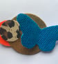 Circles and butterfly fabric brooch inspired by Scottish wildlife 