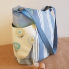 Tote bag: coordinating fabrics in shades of blue and cream