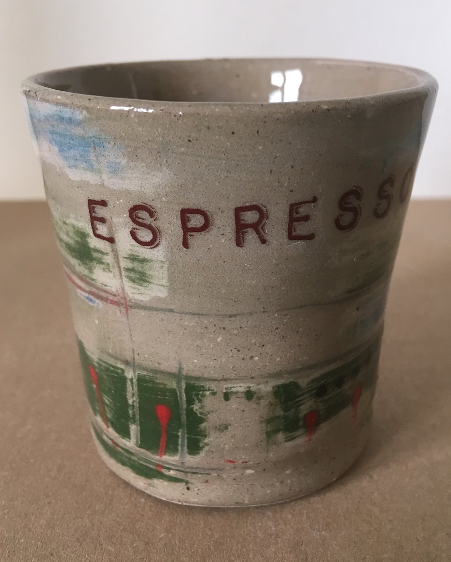 Espresso ceramic beaker, Cup, Coffee, Coffee lover. Handmade pottery.