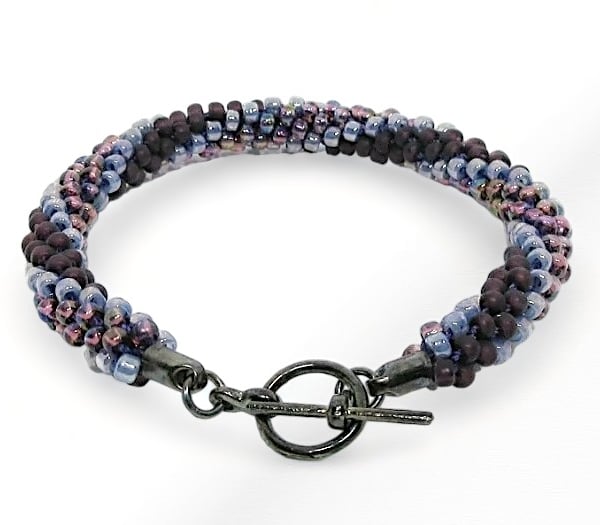 Purple Stripes Kumihimo Seed Bead Fashion Bracelet - Choose Your Own Colours