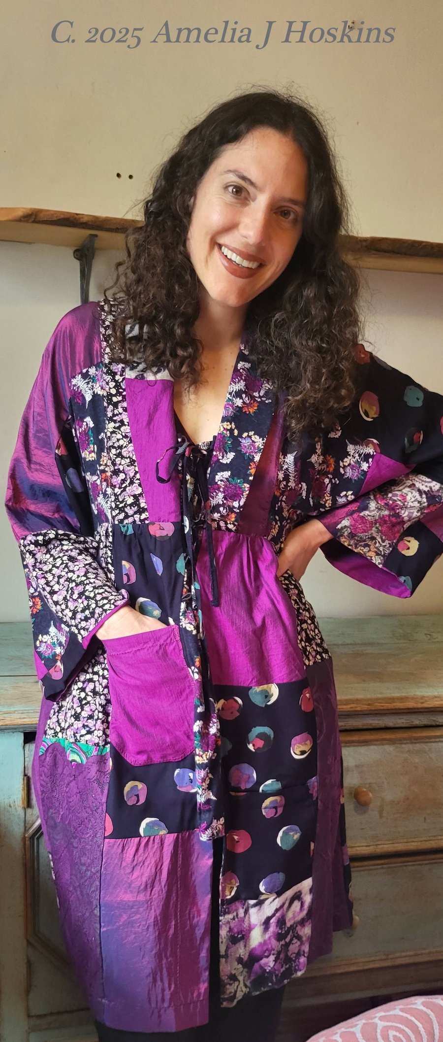 Purple Shimmers Patchwork Kimono Dress