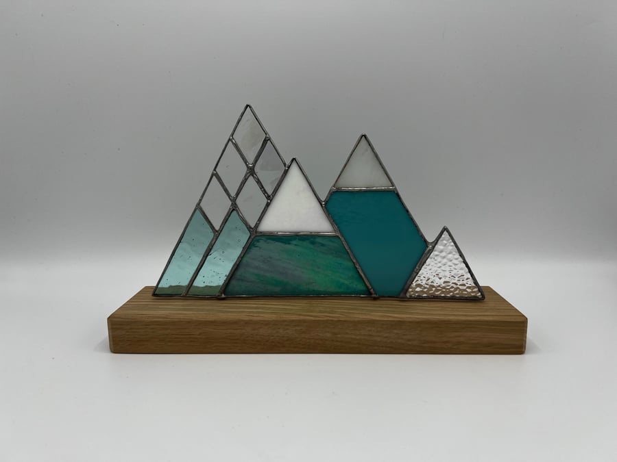 Stained Glass Mountains Turquoise blue - perfectly imperfect