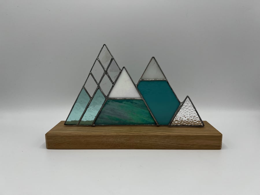 Stained Glass Mountains - Turquoise blue Christmas gift for adventurers