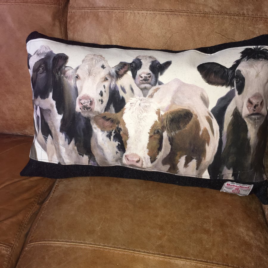 Harris Tweed Cow Cushion