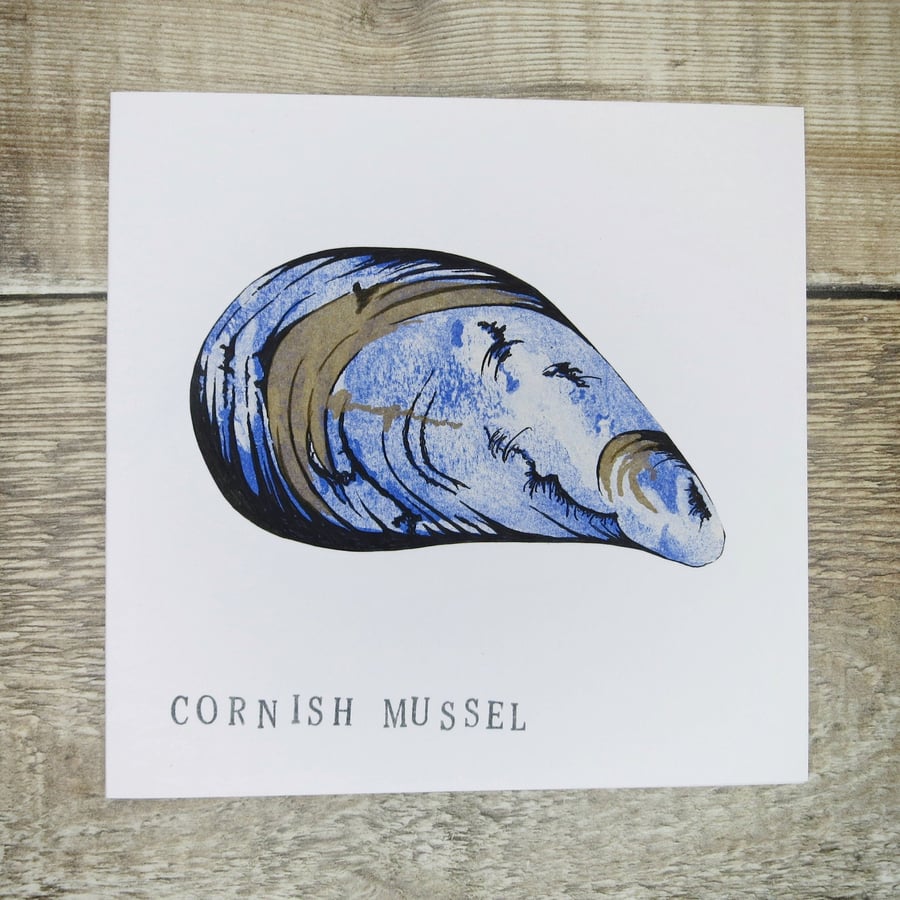 Cornish Mussel Greetings Card - Medium Mussel