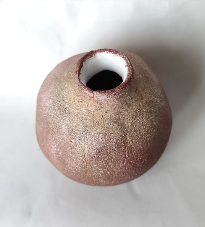 Round Textured Bud Vase, Solace Vessel, Wabi Sabi Pottery, Rustic Home Decor