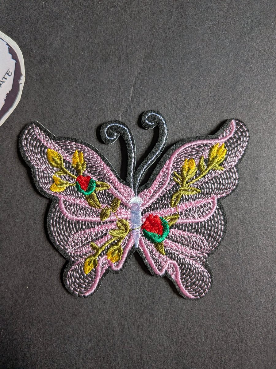 Butterfly Pink -  Embroidered Iron on Patch