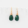 Dark Green Malachite Briolette and Gold Fill Earrings